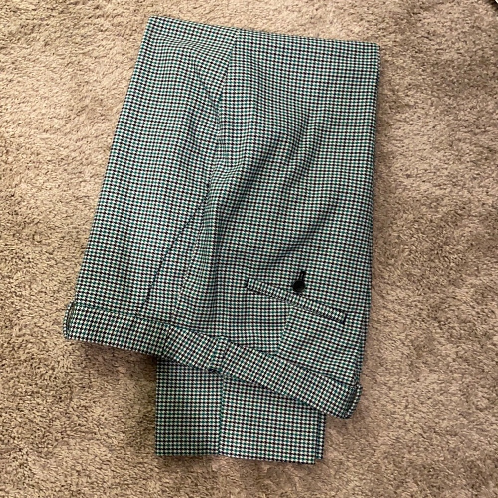 Green houndstooth Avery fit pants